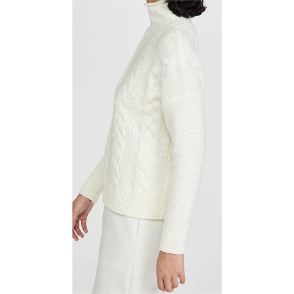 Madewell Grenville Cable Knit Mock Neck Sweater in Antique Cream - Picture 2 of 7